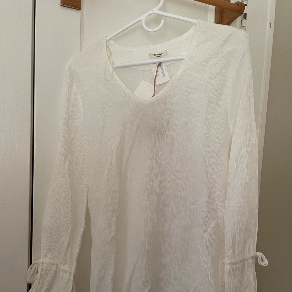 White Tencel Crinkle Shirt The Shanty Medium